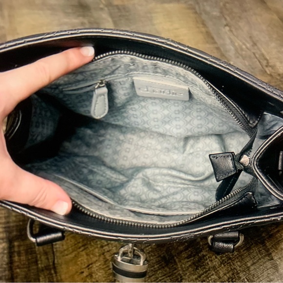 Charming Charlie grey quilted faux leather satchel / shoulder tote / bag / purse - Picture 6 of 7